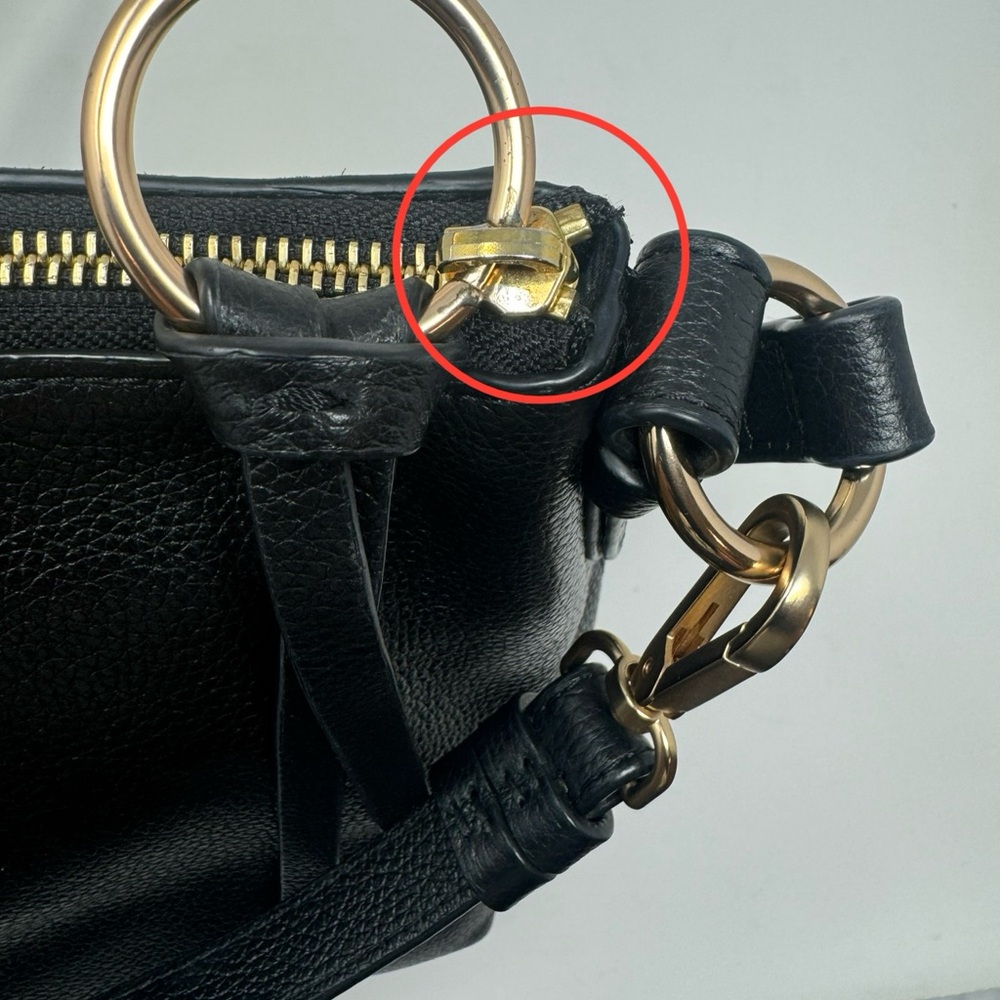 💯 Authentic SEE BY CHLOÉ Small Black  Lesther Joan Leather Two Way Bag - Picture 10 of 10